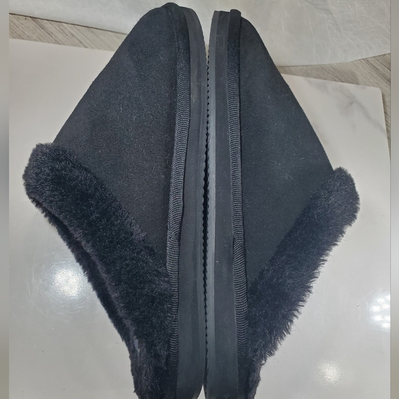 POLO Ralph Lauren Womens Black  Suede Leather American Flag Bear Slippers SZ 9.5 - Picture 6 of 11